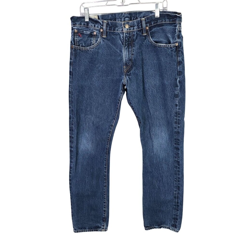 Mens Polo Ralph Lauren Blue Denim Jeans Medium Wash 100% Cotton Size 34x32